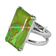 Green Copper Turquoise Gemstone 925 Sterling Silver Ring Jewelry